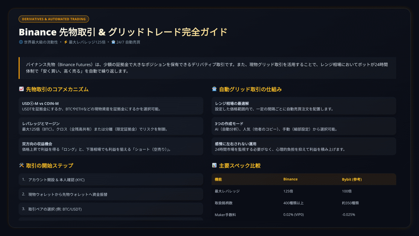 バイナンス先物取引の完全ガイド：2026年版｜手数料・現物グリッド・実践手法