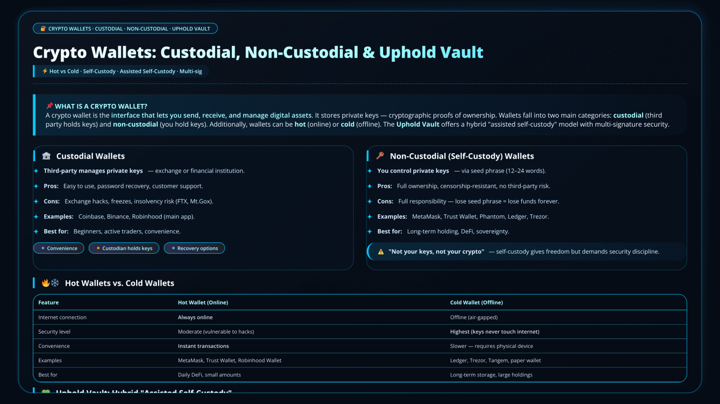 Crypto Wallet Types: Custodial vs Non-Custodial in 2026