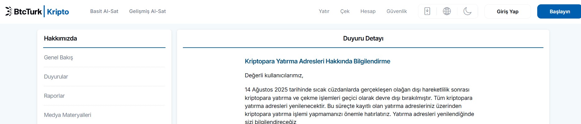 BtcTurk Arayüzü