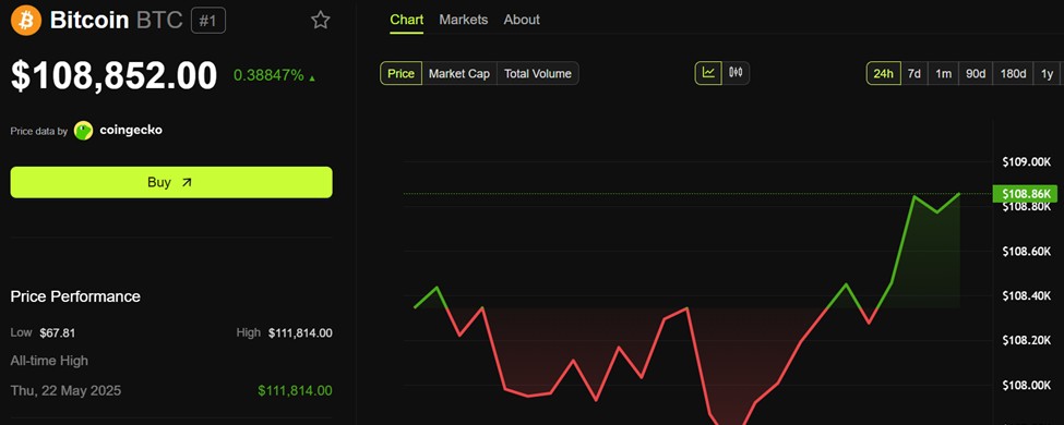 أداء سعر البيتكوين
