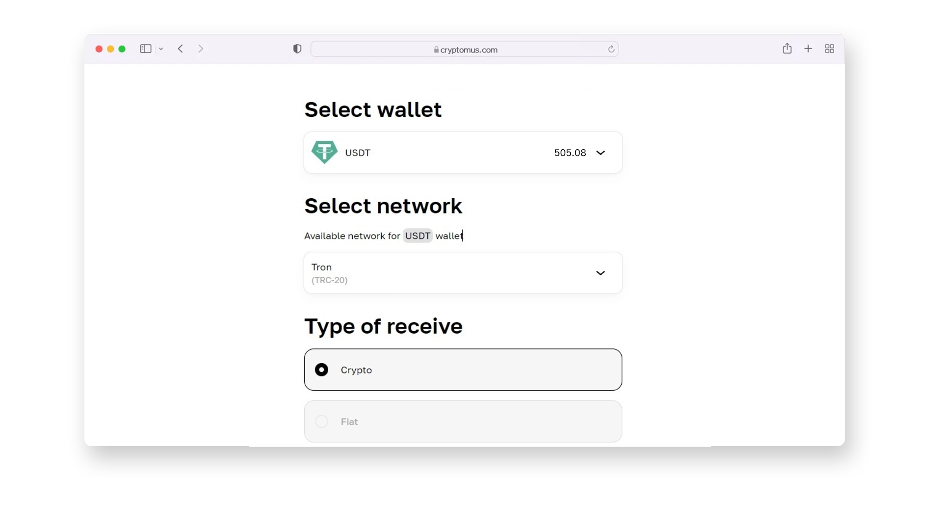 Cryptomus cüzdan adresi bulma ekranı 1