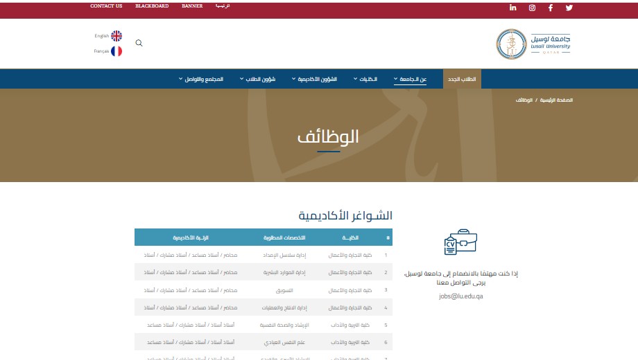 وظائف جامعة لوسيل