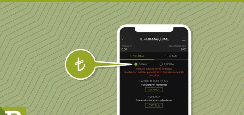 Paribu mobil TL yatırma ekranı