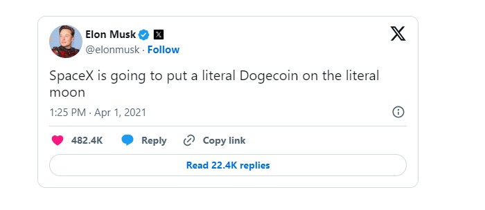doge to the moon tweet