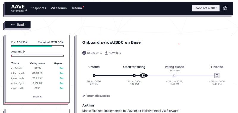SyrupUSDC on Aave's Base governance proposal