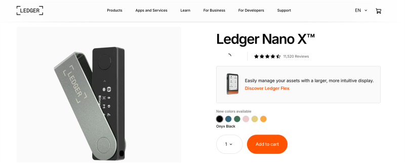 Ledger Nano X crypto wallet
