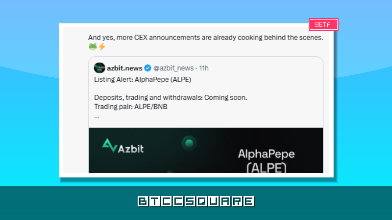 AlphaPepe Goes Live on Azbit: First CEX Listing Sparks Frenzy – 10% Correction Already Priced In