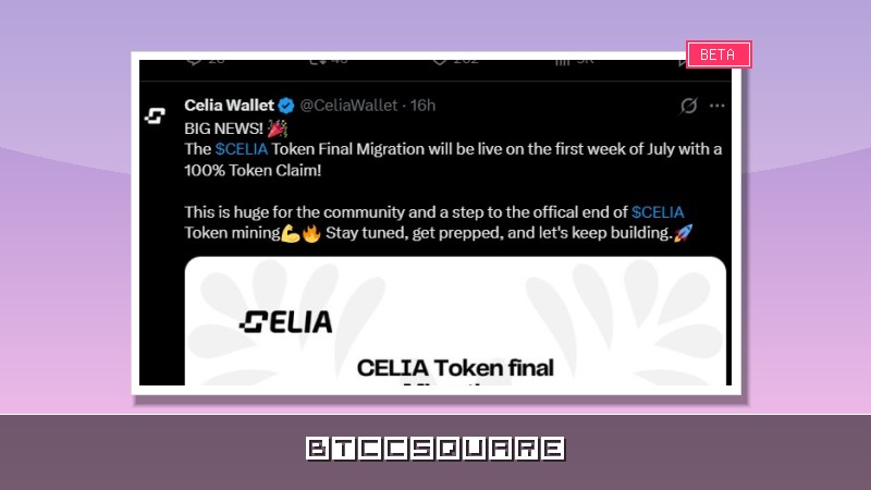 Celia Token Mainnet Migration Set for July 2026 as CEX Listing Sparks Rally Hype