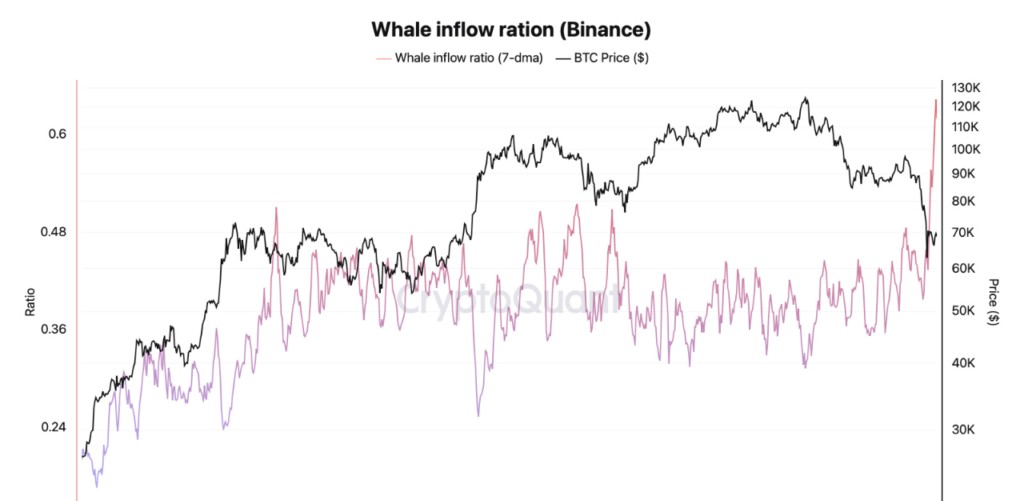 กราฟแสดงการไหลเข้าของ Whale บน Binance