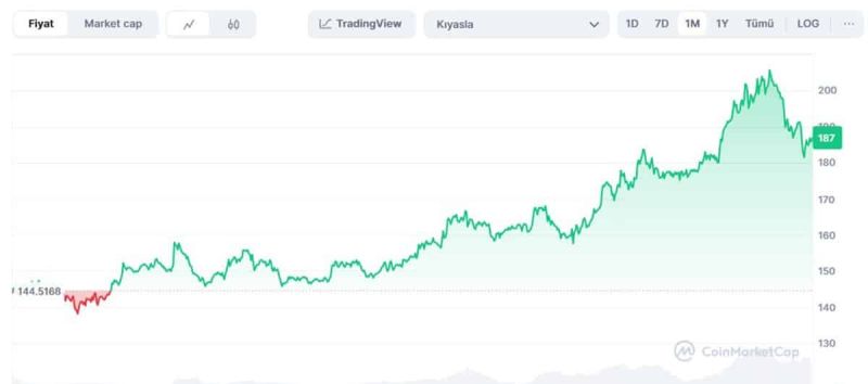 Solana ($SOL) 30 Günlük Fiyat Grafiği - CoinMarketCap