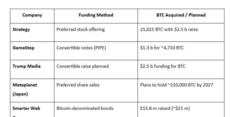 企業のビットコイン資金調達