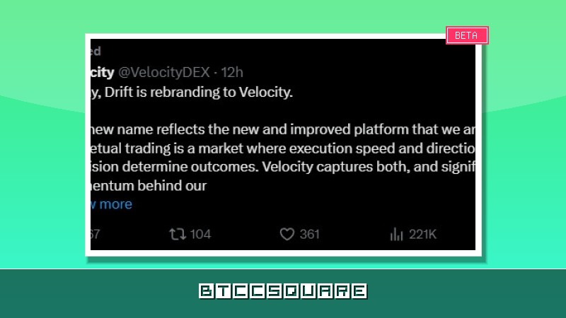 Drift’s Comeback as Velocity: What the Strategic Rebrand Means for DRIFT Token Holders