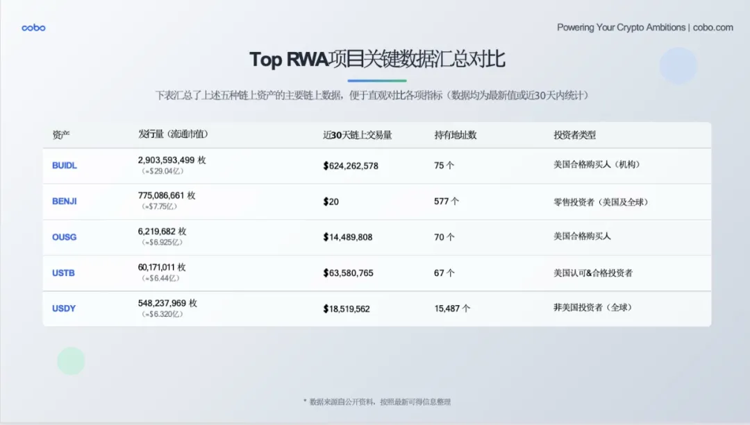 亞洲RWA項目比較