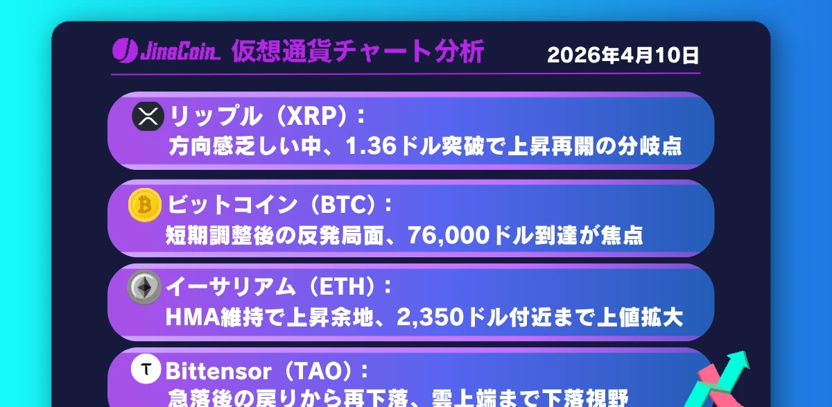 【緊急分析】リップル(XRP)・ビットコイン(BTC)・イーサリアム(ETH)・Bittensor(TAO) 次なる急騰の条件は？HMA維持と高値突破が鍵