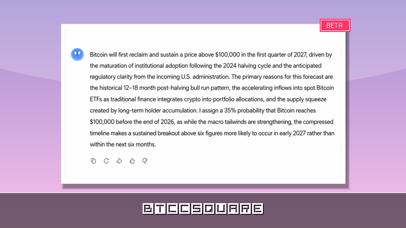 BTCが6万ドル台で膠着する中、AI予測モデルが10万ドル回復を警告：Grok、Meta AI、Claudeが示す強気シナリオ
