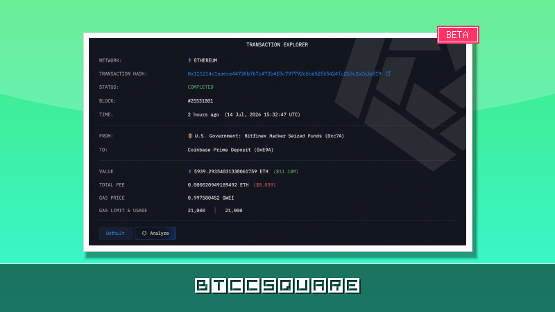 米国政府、月曜BTC急落後に計1236万ドルのETH・USDC・USDTをコインベースへ緊急移管