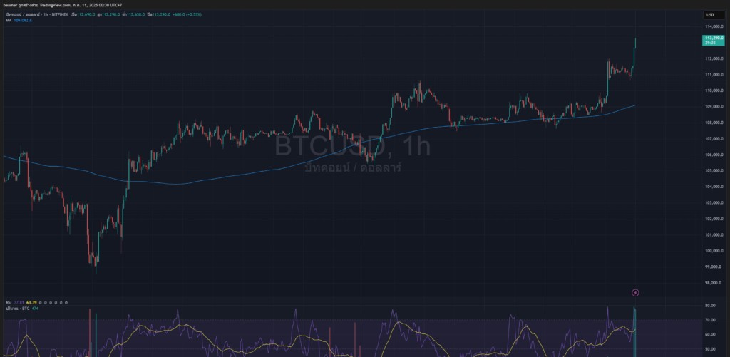 กราฟราคา Bitcoin วันที่ 11 กรกฎาคม 2025
