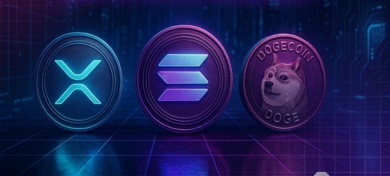 XRP, Solana ve Dogecoin teknik analiz grafiği