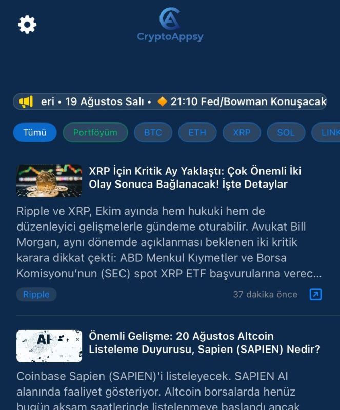 Kripto haber takip uygulaması