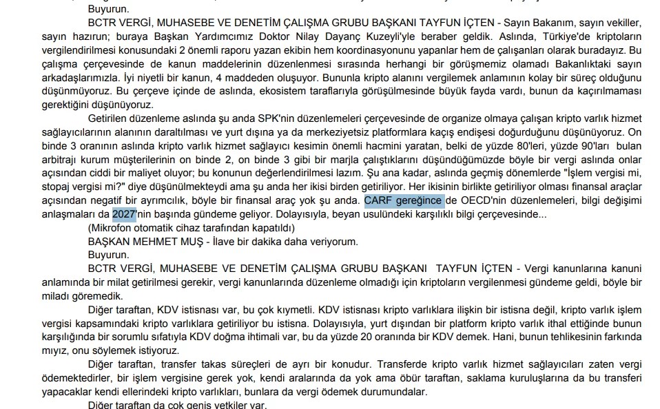 Plan Bütçe Komisyonu 2026 Kripto Vergi Tutanakları