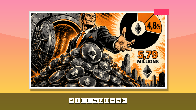 BitMine franchit un cap historique : sa réserve d’Ethereum atteint 5,79 millions d’ETH, soit 4,8% de l’offre totale